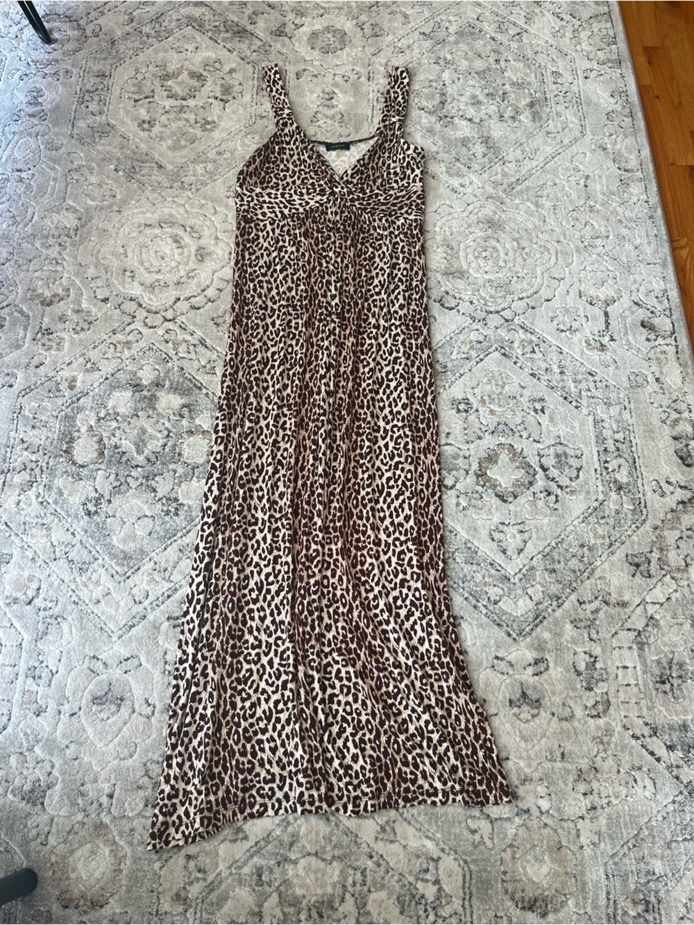 Y2K Spense Leopard Print Flowy Maxi Dress in Brown and Black